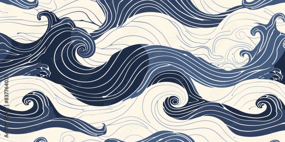 Fototapeta premium Craft a collection of seamless patterns with minimalistic wave motifs seamless pattern