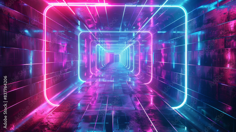 Immerse in neon colored holographic retro futurism Immerse in neon colored holographic retro futurism