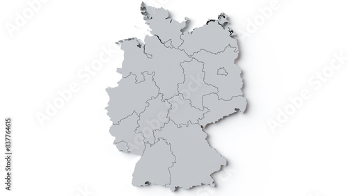 3D Rendering of Germany Map with state borders