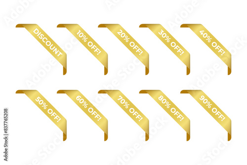 Collection of editable vector promotion gold labels 2