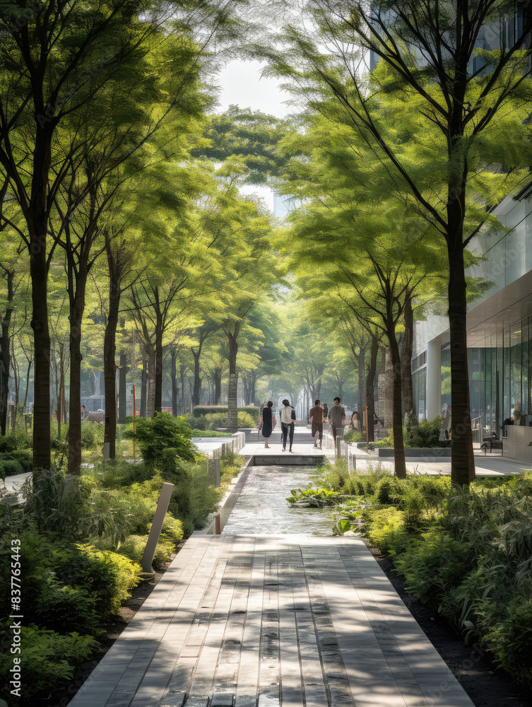 People walking in a park