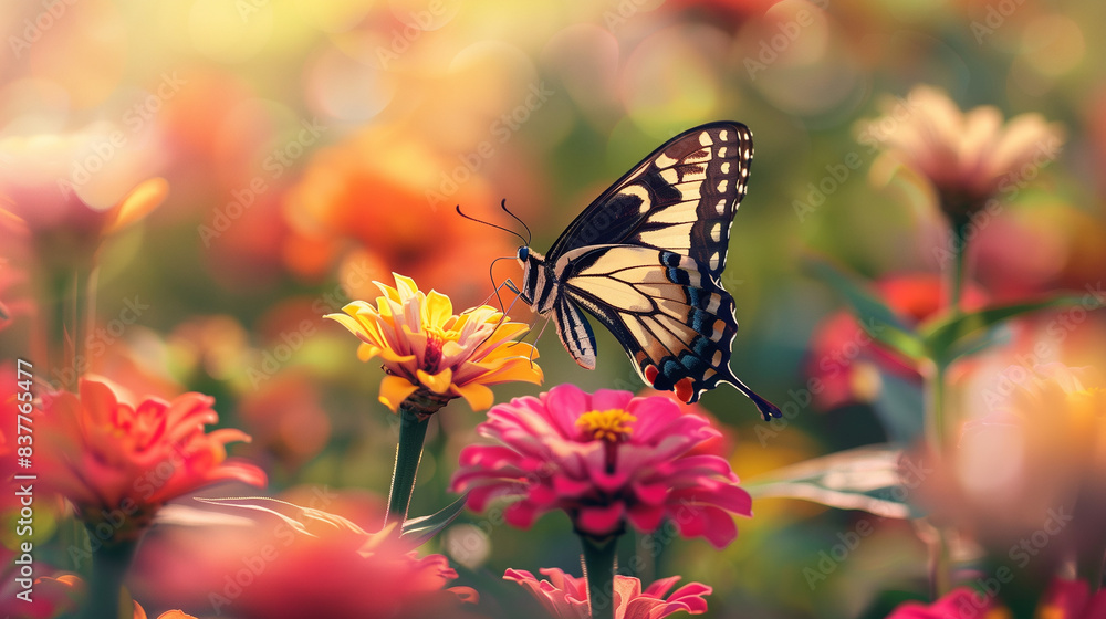 A delicate butterfly alights upon a vibrant blossom, its graceful wings a symphony of color amidst the petals, embodying the ephemeral beauty of nature's dance. A delicate butterfly alights upon a vibrant blossom, its graceful wings a symphony of color amidst the petals, embodying the ephemeral beauty of nature's dance.