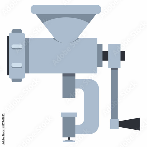 Manual meat grinder vector cartoon illustration isolated on a white background.