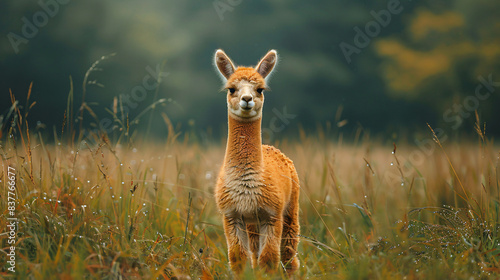 Wildlife photography authentic photo of a alpaca