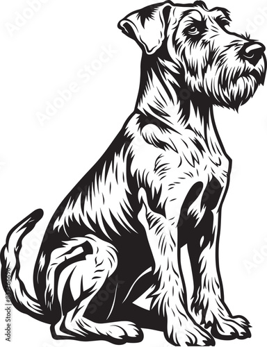 Airedale Terrier dog clipart, Airedale Terrier black vector