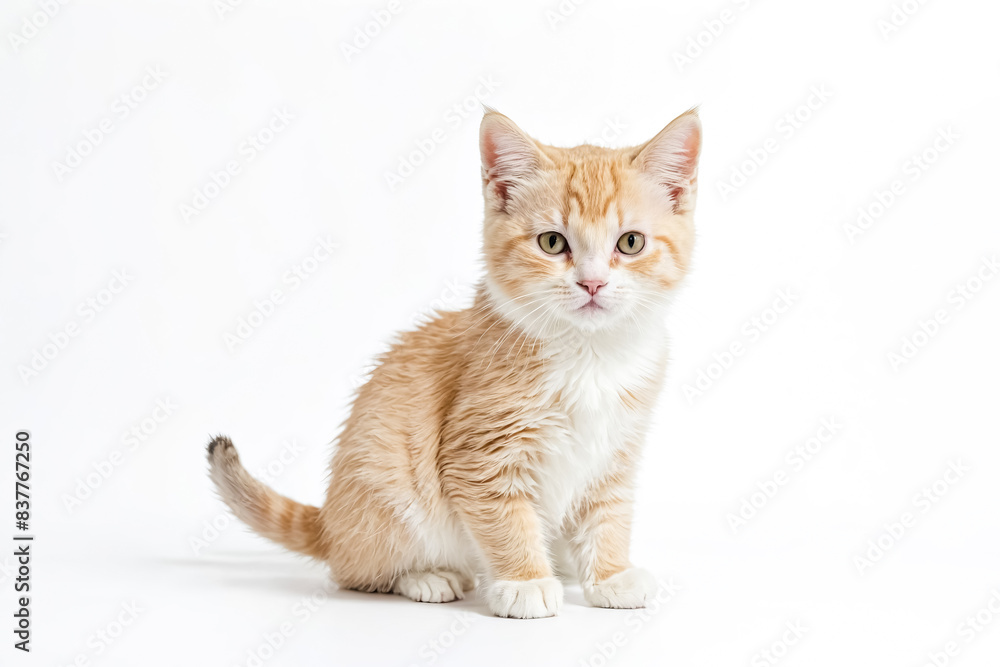 Cute ginger kitten sitting on white background Cute ginger kitten sitting on white background