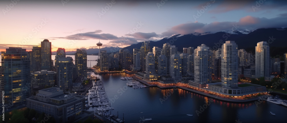 Fototapeta premium Metropolitan Sunset: Cityscape at Twilight