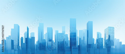 Modern City Skyline in Serene Blue Tones