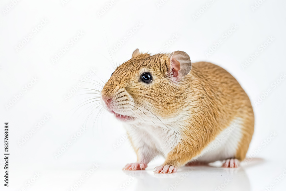 Cute Gerbil Looking to the Side on a White Background Cute Gerbil Looking to the Side on a White Background