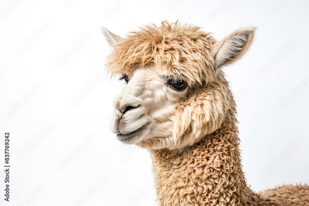 Obraz premium Closeup of an Alpaca's Face with Fluffy Fur