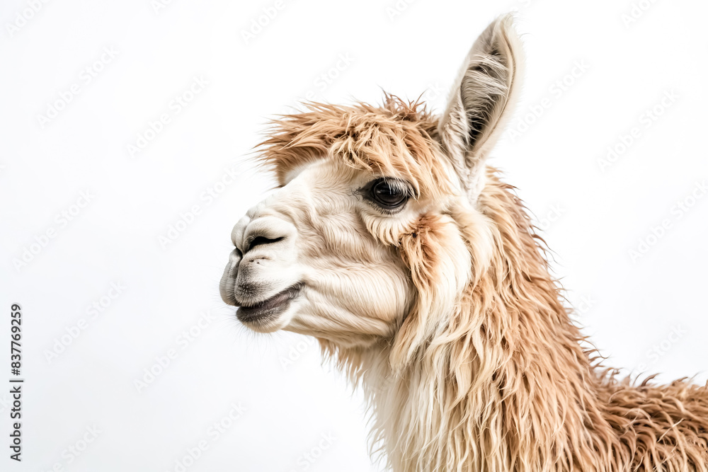 Fototapeta premium Alpaca Portrait with Fluffy Fur