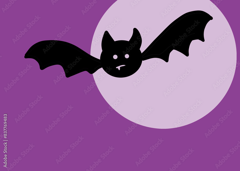 Illustration of Halloween bat flying against full moon Illustration of Halloween bat flying against full moon