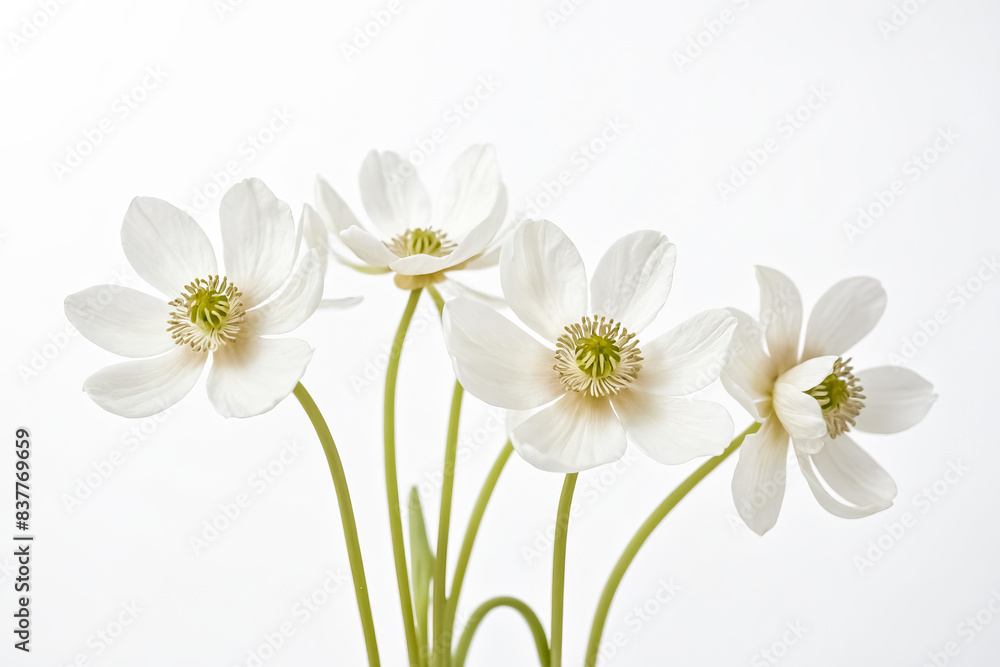 Fototapeta premium Delicate White Flowers on a White Background