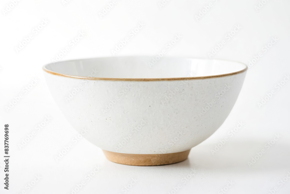 White Ceramic Bowl with Brown Rim White Ceramic Bowl with Brown Rim
