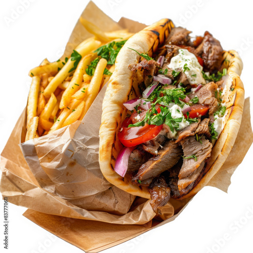 greek meat gyros with potatoes