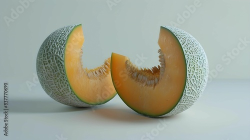 flash card Cantaloupe on white background in clude a word 'Cantaloupe' character bottom realistic photography photo