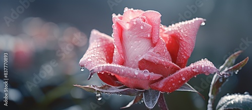 Frozen raindrops on a rosebud. photo