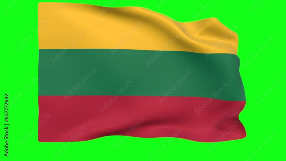 Waving flag of Lithuania Animation 3D render Method Waving flag of Lithuania Animation 3D render Method