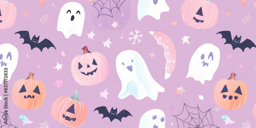 Cute Pastel Halloween Pattern Design Cute Pastel Halloween Pattern Design