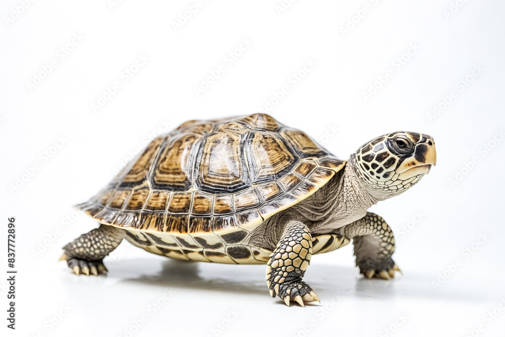 Obraz premium Turtle walking on a white background
