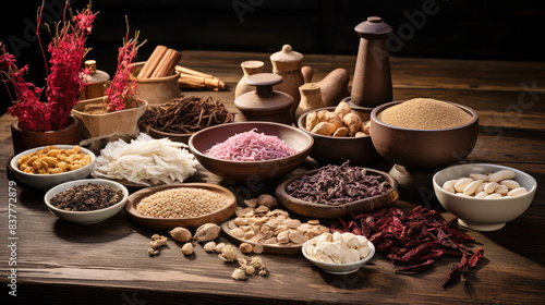 Diverse Array of Culinary Spices and Ingredients