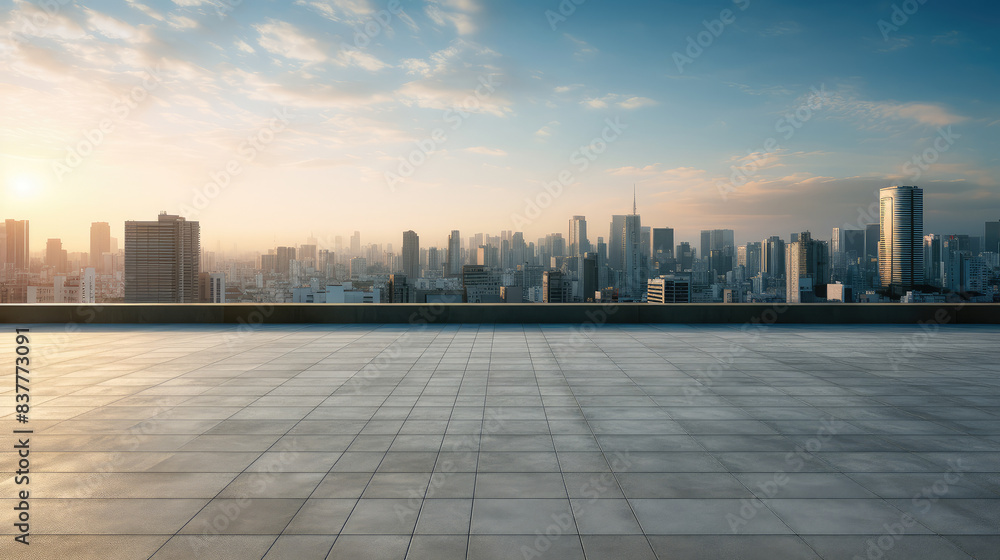 Tranquil Urban Rooftop at Sunrise