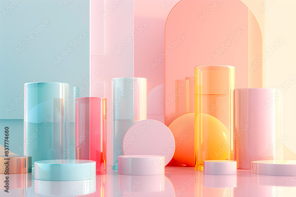 Illustration of finance in soft colors white background 3d minimal style glass material Illustration of finance in soft colors white background 3d minimal style glass material
