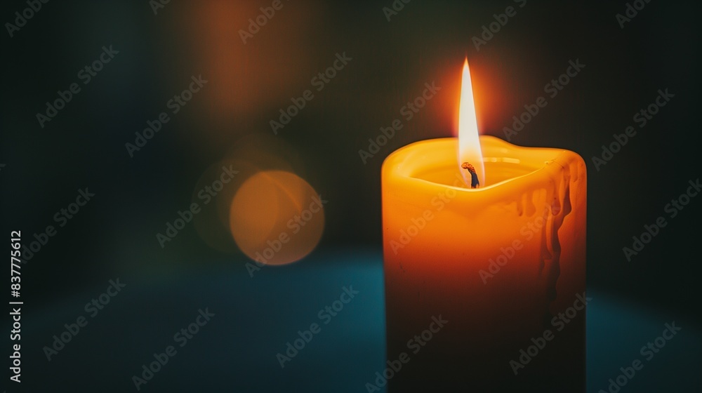 Glowing Candle in Dark with Copy Space Glowing Candle in Dark with Copy Space