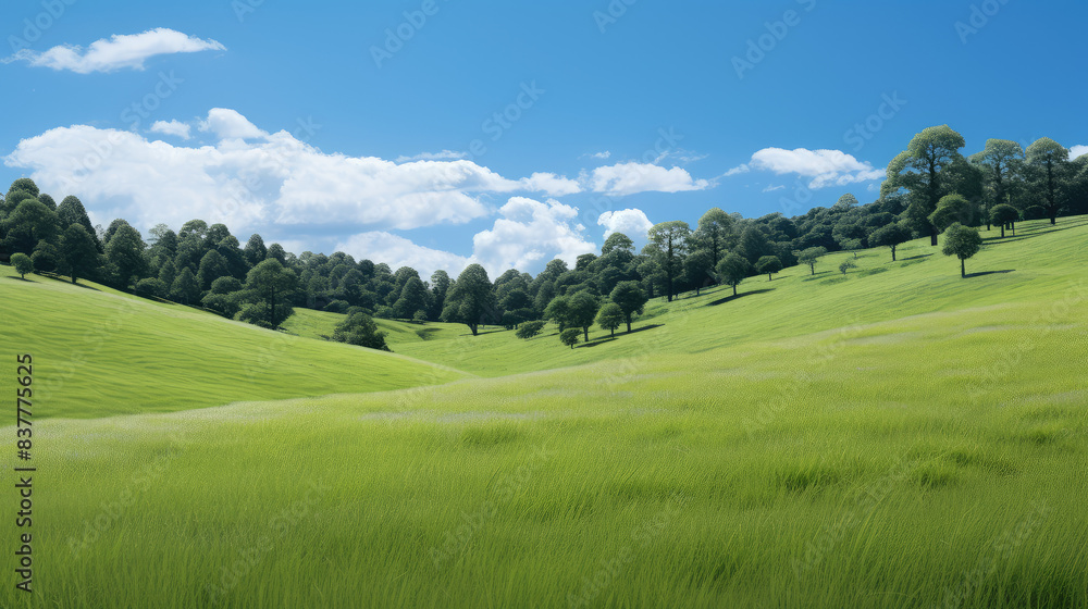 Tranquil Green Hills Under Bright Blue Sky Tranquil Green Hills Under Bright Blue Sky