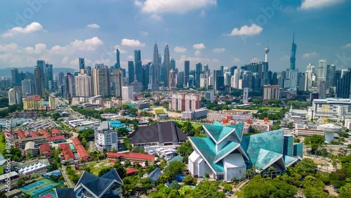 Aerial hyperlapse, dronelapse video of Kuala Lumpur in daytime