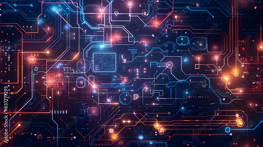 Abstract technological background with various technological ele Abstract technological background with various technological ele