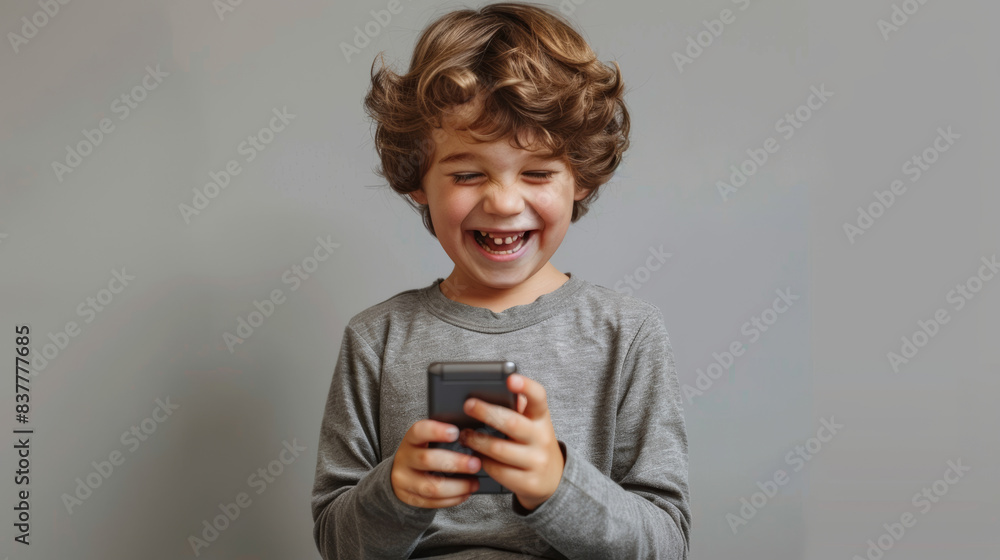 Young boy kid having fun with a smartphone Young boy kid having fun with a smartphone