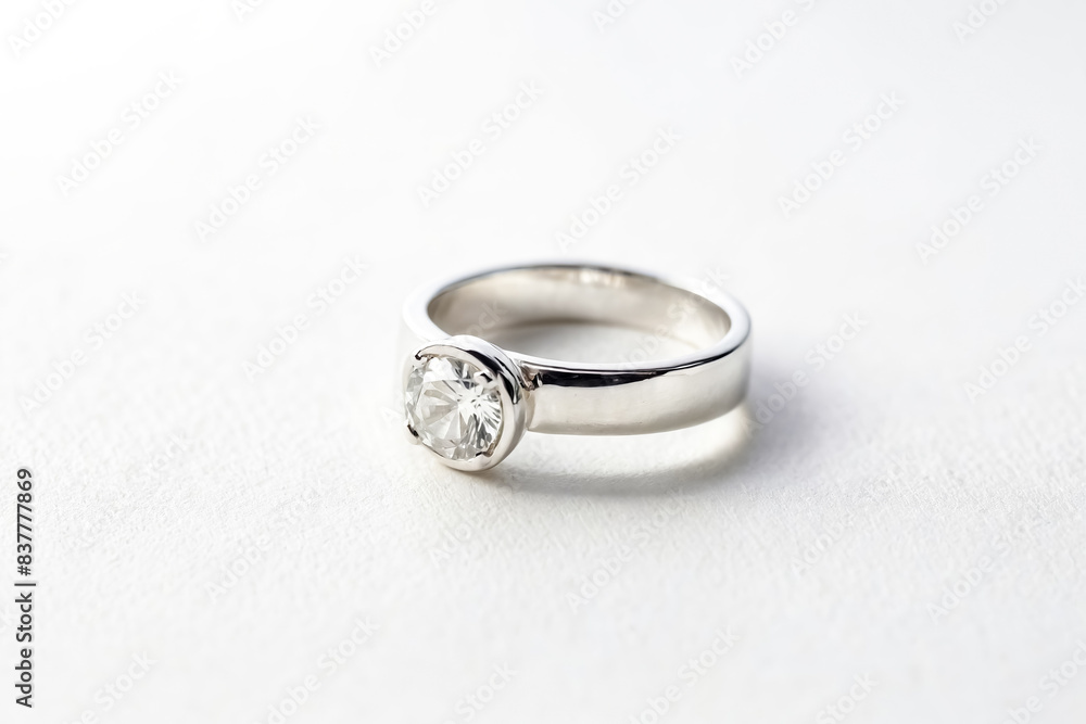 Diamond engagement ring on white background Diamond engagement ring on white background