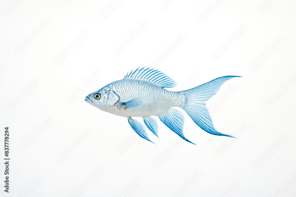 Blue Fish on White Background Blue Fish on White Background