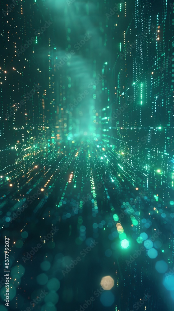 Futuristic Digital Lines form a High-Tech Grid. Blue and Green Connectivity Concept with copy-space. Futuristic Digital Lines form a High-Tech Grid. Blue and Green Connectivity Concept with copy-space.