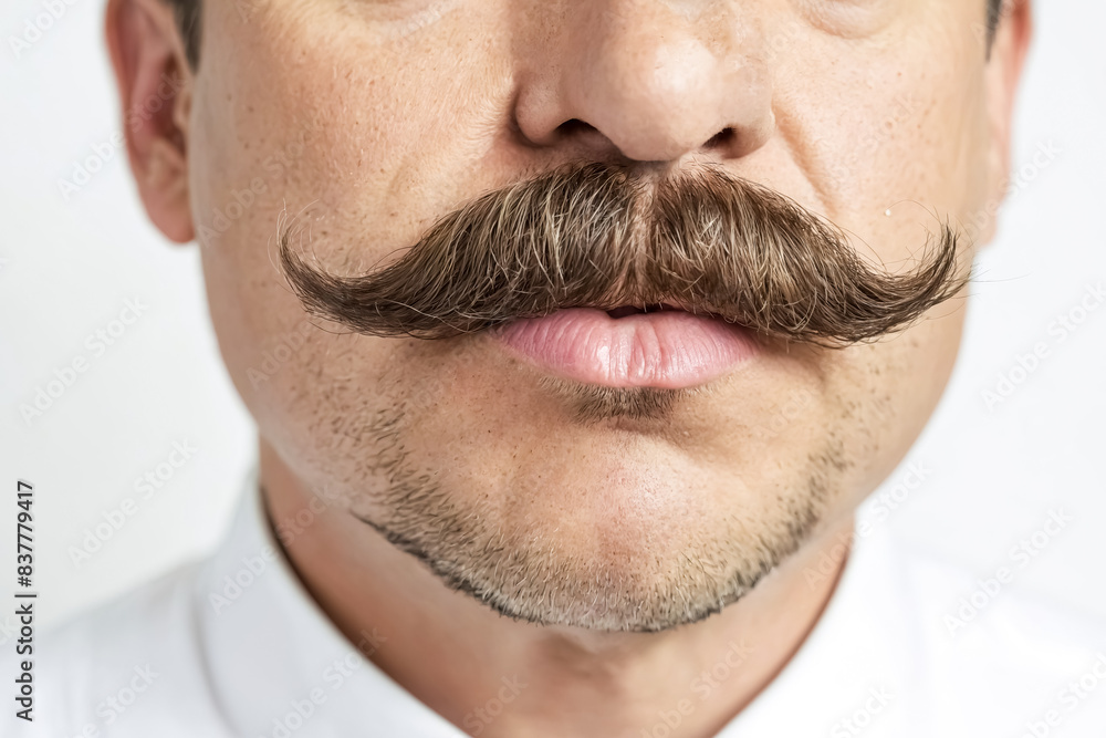 Close-up of a man's mouth with a thick mustache Close-up of a man's mouth with a thick mustache