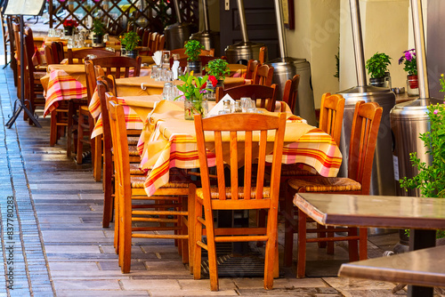 Nafplio, Greece tables in tavern photo