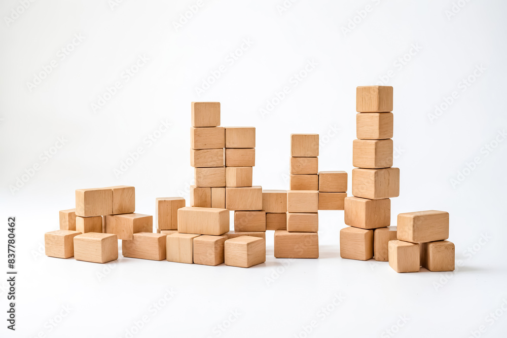 Wooden Blocks Stacked on White Background Wooden Blocks Stacked on White Background