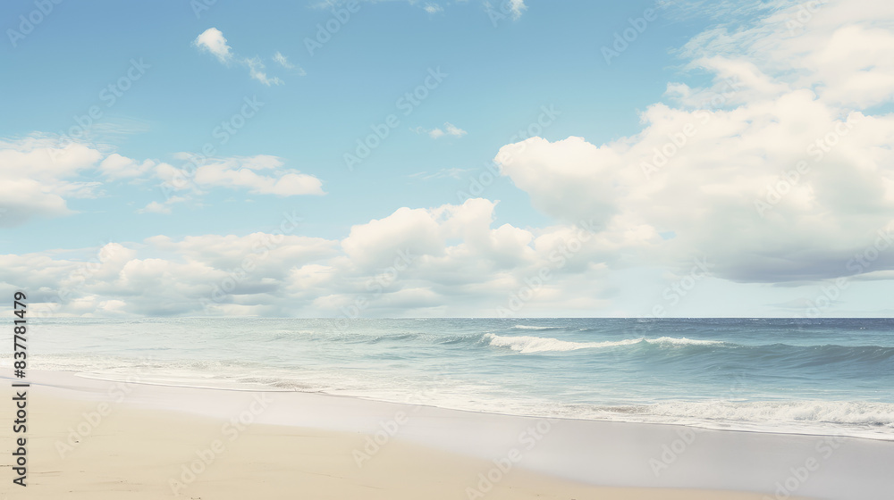 Fototapeta premium Serene Beach and Cloudy Sky Scene