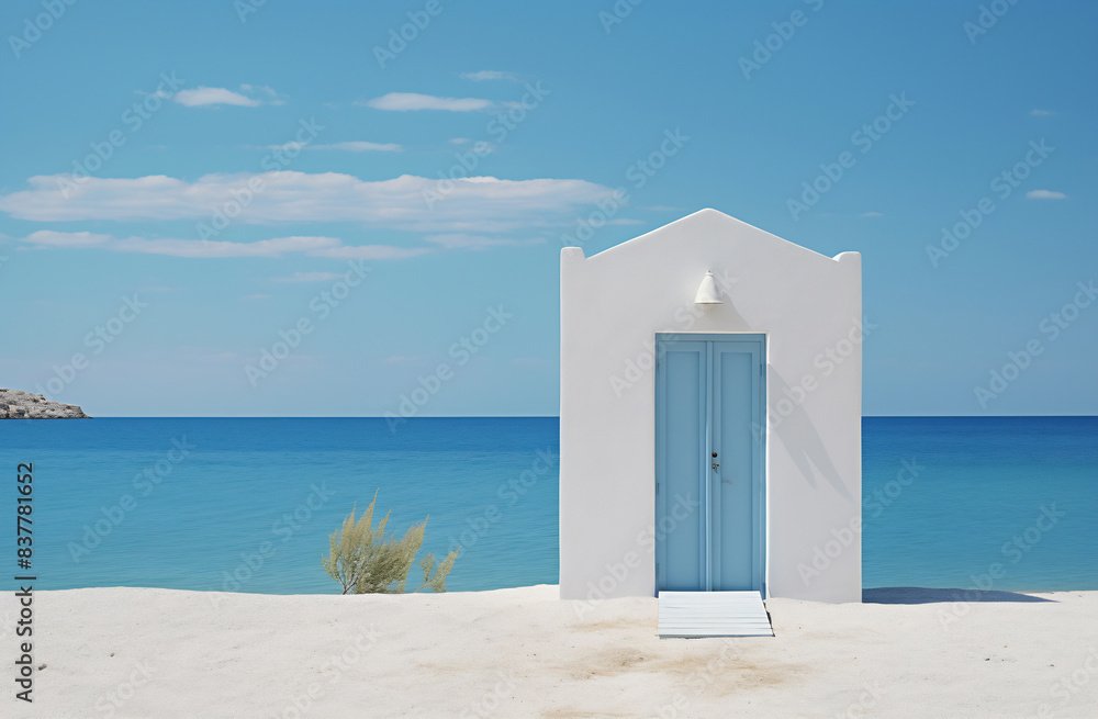 Seaside Serenity: Idyllic White Chapel by the Blue Sea Seaside Serenity: Idyllic White Chapel by the Blue Sea