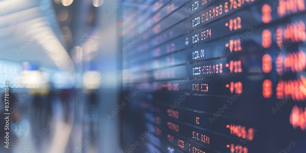 Close-up of airport terminal departure board, focused, no humans, soft ambient light 