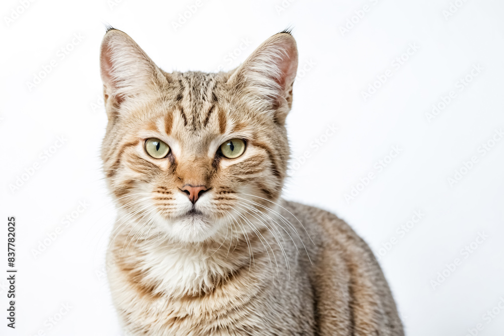 Close-up Portrait of a Tabby Cat with Green Eyes Close-up Portrait of a Tabby Cat with Green Eyes