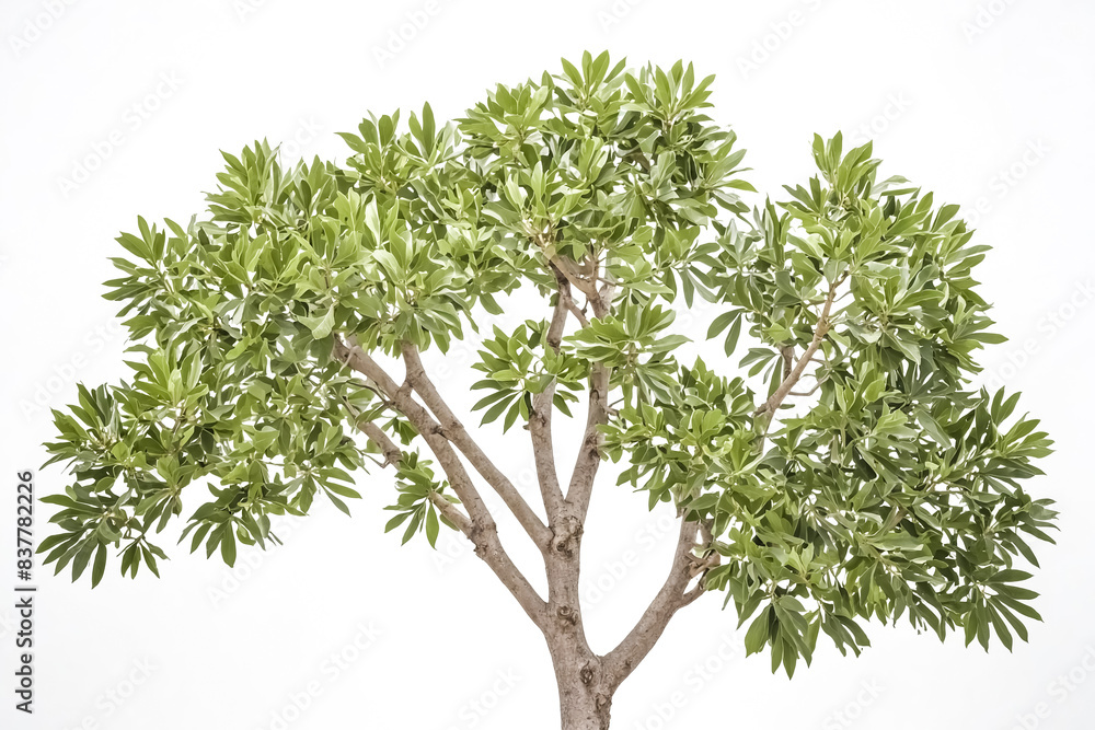 Lush Green Tree Branches Against a White Background Lush Green Tree Branches Against a White Background
