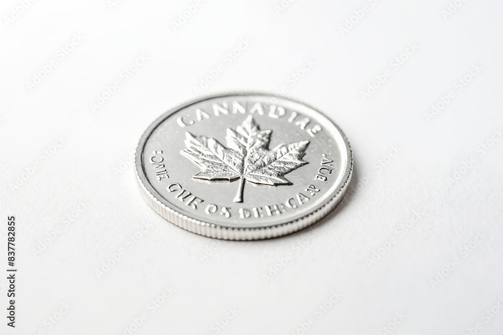 Canadian Silver Dollar Coin with Maple Leaf