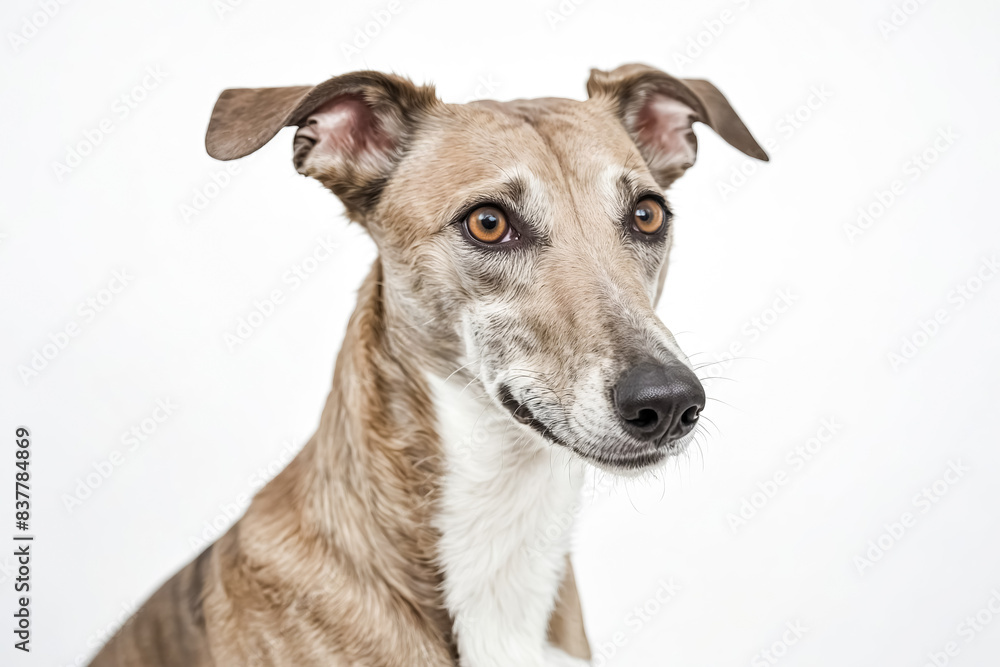 Close-up portrait of a brown and white dog Close-up portrait of a brown and white dog
