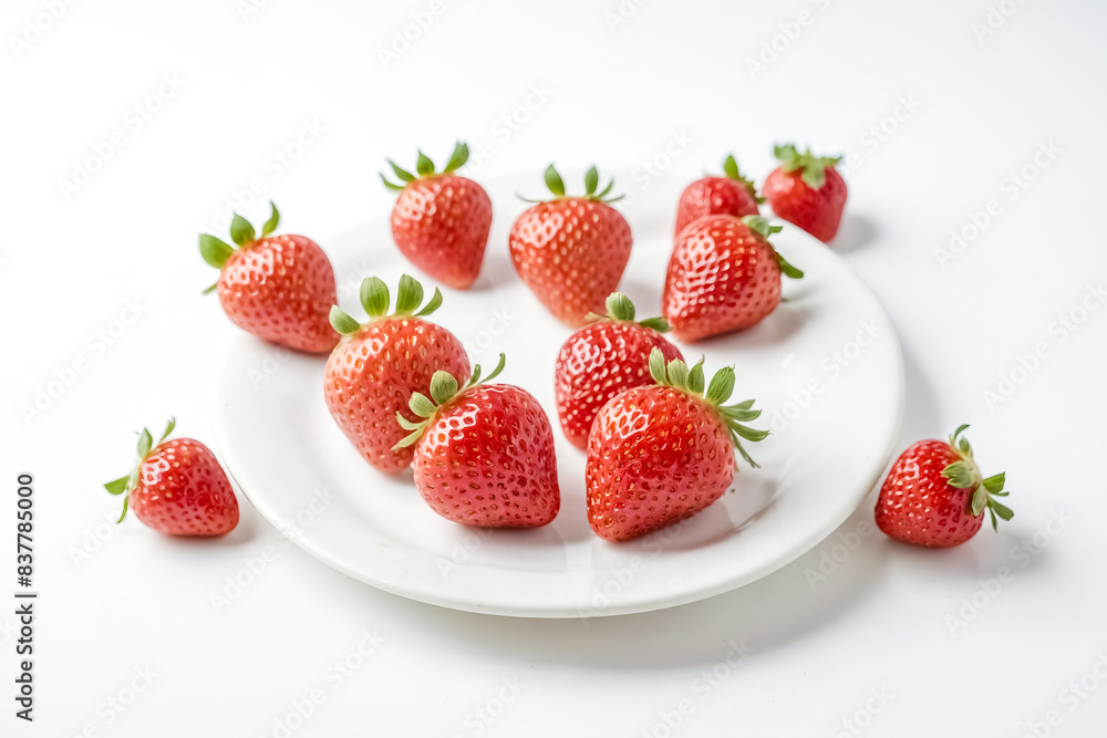 Fresh Strawberries on White Plate Fresh Strawberries on White Plate