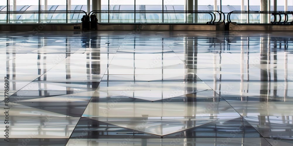 Detail of geometric pattern on airport floor, sharp focus, midday, no humans