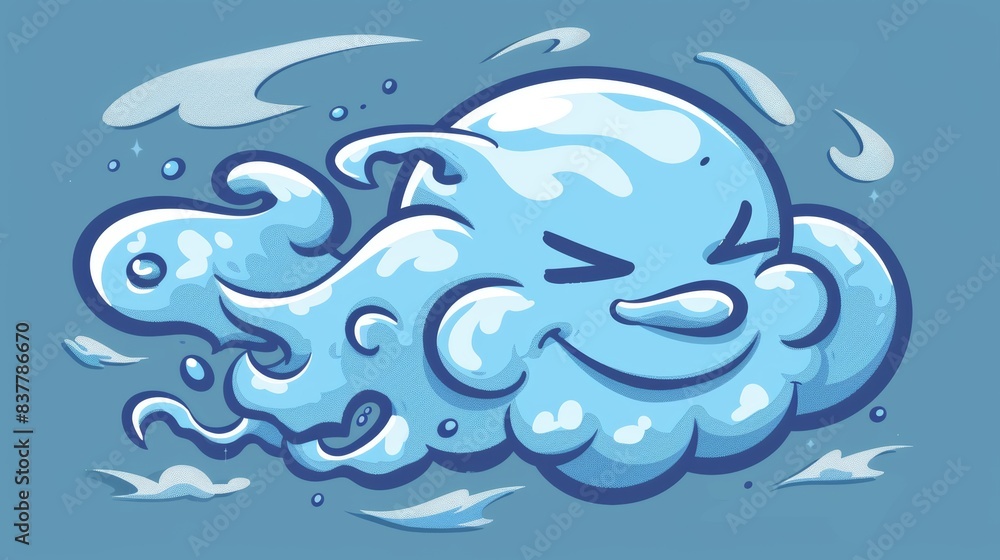 Cartoon character blowing clouds. Cartoon character blowing clouds.