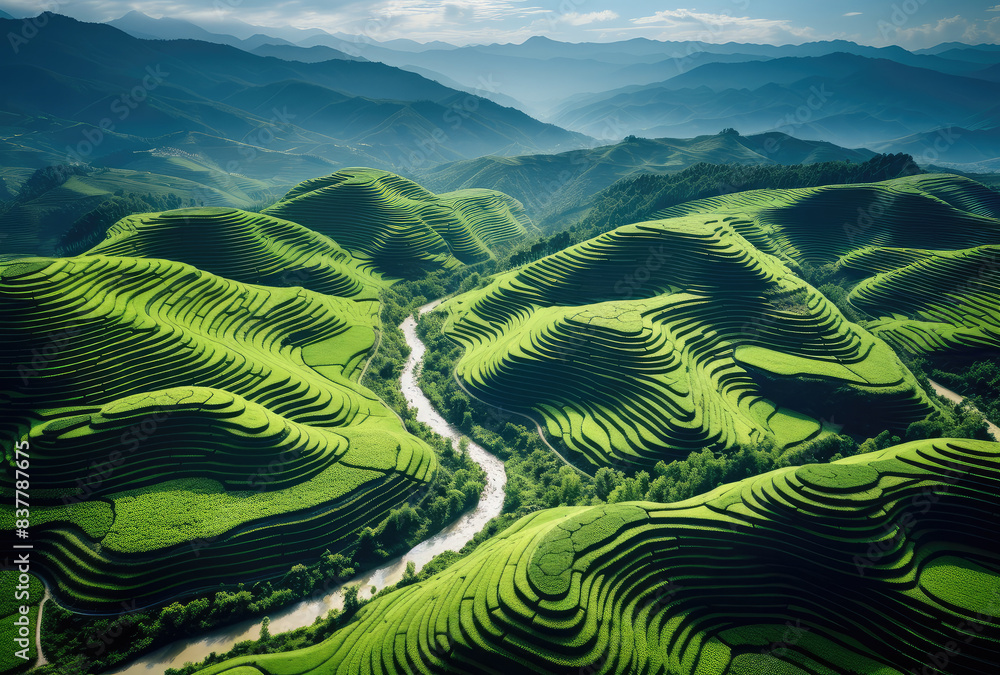 Majestic Terraced Hills with River View Majestic Terraced Hills with River View