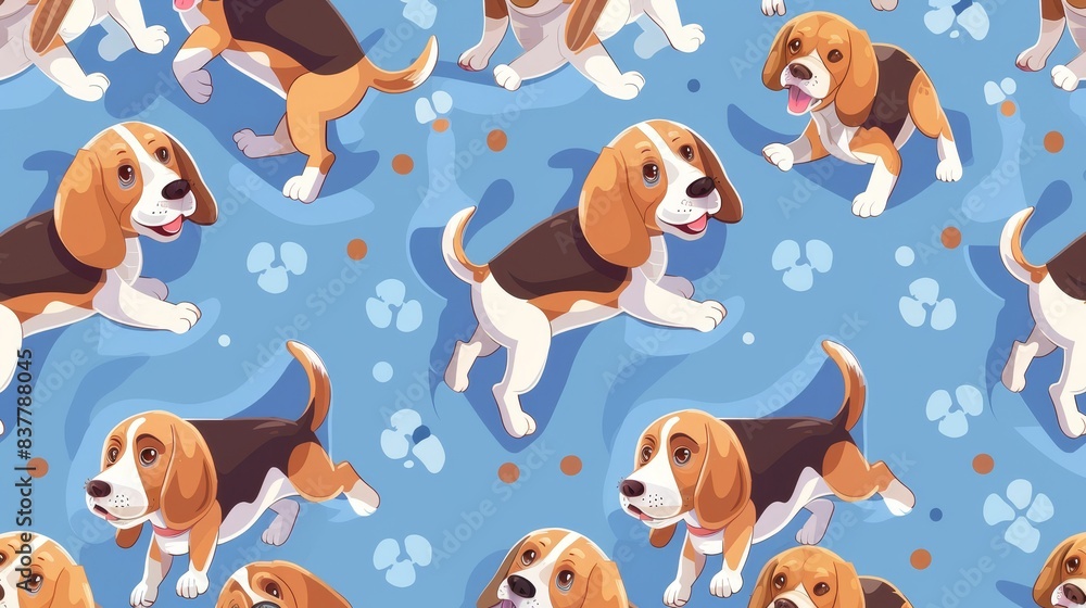 Seamless cartoon character beagle dog pattern Seamless cartoon character beagle dog pattern